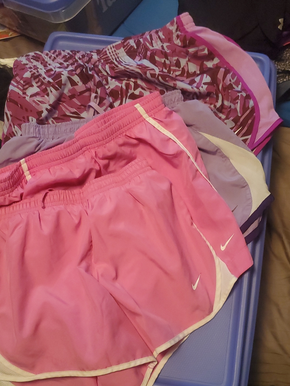 Nike Pink Girls' Athletic Shorts Trio - Pink & Purple Accents